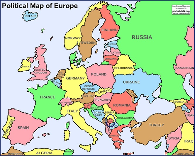 kosovo in the map of europe