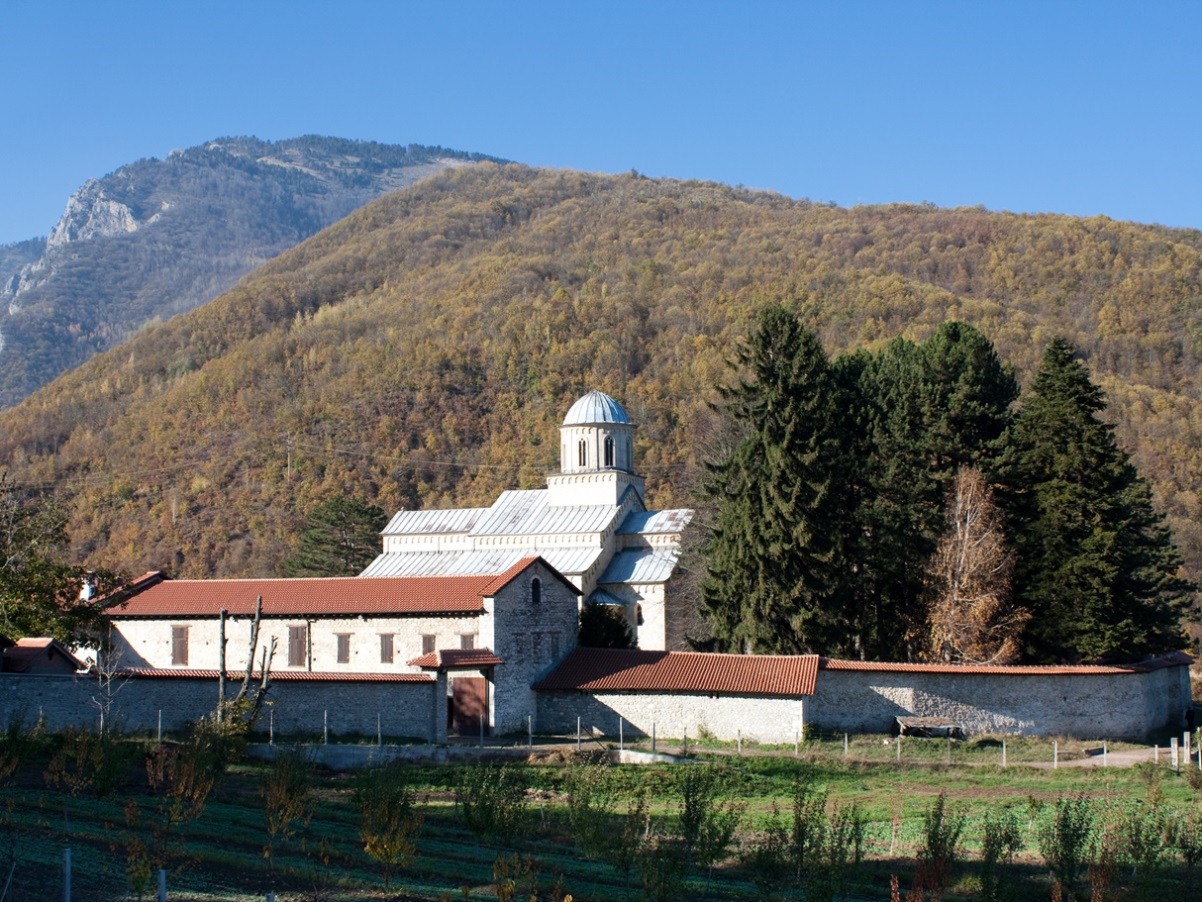 decani monastery kosovo from a distance